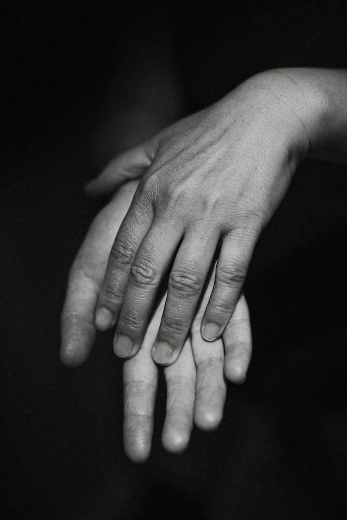 Artistic black and white photo capturing the essence of human touch and connection.